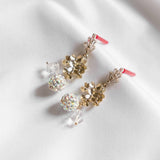 Springtime Pure White Flower Gold Handmade Earring