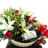 Christmas Flower Basket with Wine
