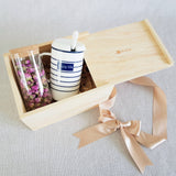 FLOWER TEA PINE WOOD GIFT SET 05 - FRENCH ROSE (Nationwide Delivery)
