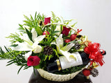 Christmas Flower Basket with Wine