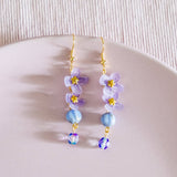 Ethereal Flower #1 Lavender Hydrangea Handmade Flower Gold Earring