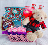 Chocolate Box with Assorted of Chocolate, Soap Flower & Teddy Bear