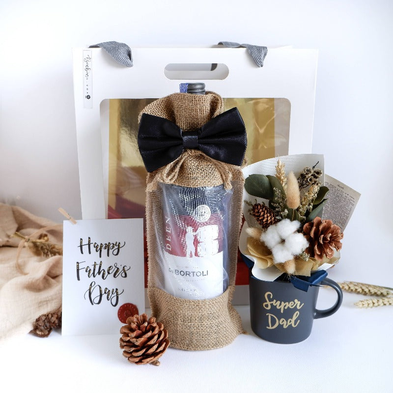 Red Wine & Personalised Mug + Bouquet Gift Set (Klang Valley Delivery Only)