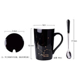 Personalised Horoscope Black Ceramic Mug Cup with Lid and Spoon- (Nationwide Delivery)