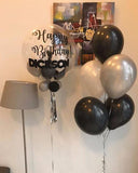 Customised 'Happy Birthday' Bubble Balloon Package (Black & Grey)