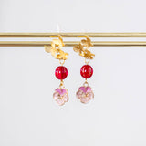 Butterfly and Sakura Flower Gold Earring Chinese New Year 2024