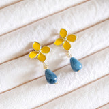 Apatite Stone Yellow Flower Gold Handmade Earring - CNY Hampers & Gifts 2025