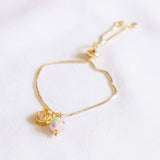 Pink Flower Lamp Work Tiger Gold Adjustable Handmade Bracelet (Nationwide Delivery) - Valentine's Day Flowers & Gifts 2025