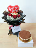 Sweet Heart Bouquet With Burnt Cheese Cake Sets