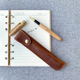 Personalized Bamboo Gel Pen with Real Leather Pouch (4-6 working days)