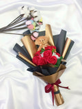 Red Soap Rose With Bear Bouquet