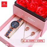 Julius Gift Set Artificial Rose Box Julius Korea Fashion Watch JA-1338 Julius + ESME Jewelry Necklace and Ear Ring (Nationwide Delivery)