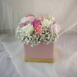 Pastel Roses in Pink Box