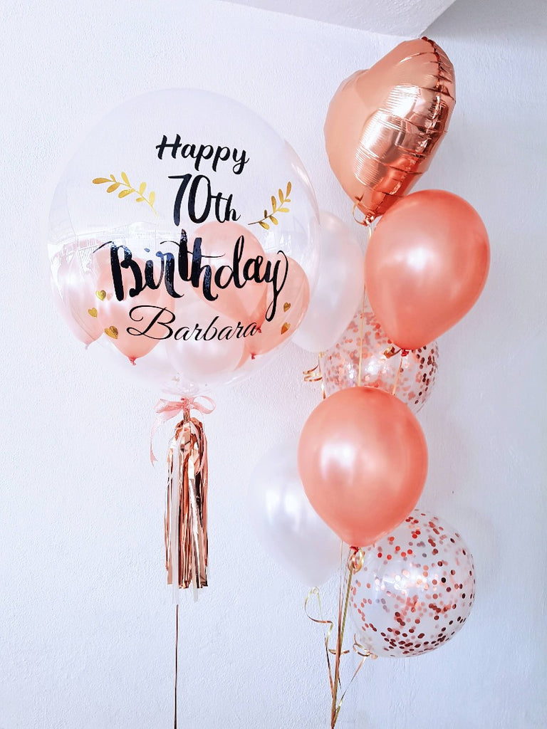 24" Customized Bubble Balloon with balloon bunch (Premium)