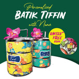Personalised Raya 2023 Blessing Batik Tiffin with Name (Klang Valley Delivery Only)
