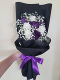 Dark Purple and White Roses Bouquet