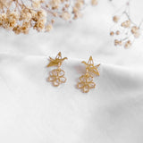 Springtime Golden Flower Sakura Origami Bird Gold Handmade Earring