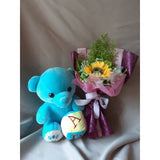 Baby Bear Plush Toy With Artificial Sunflower Bouquet (Klang Valley Delivery)
