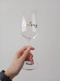 Red Wine + Crystal Wine Glass With Personalised Name (West Malaysia Delivery)