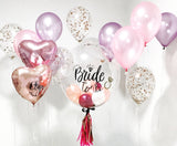 24" Bubble Balloon in Rose Gold, Burgundy & White Balloon Bouquet