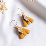 Instagrammable Tone Gold Leaf Polymer Clay Gold Handmade Earring #9