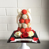 Classy Floral Croquembouche Tower (Black / Red / Pink)