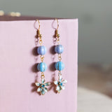 Blissful Flower Carolina Blue Handmade Gold Earring