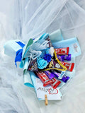 Mix Blue Soap Flower With Assorted Chocolate Bouquet (Klang Valley Delivery)
