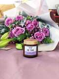 Pamper Soy Candle + Premium Flower Bouquet |Luxe Gift (Klang Valley Delivery)