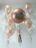Rose gold orbz Happy Birthday foil balloon package