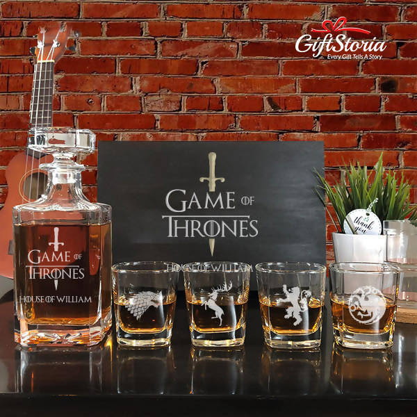 Personalized Whiskey Decanter Set (Sword Design) (6-8 working days)