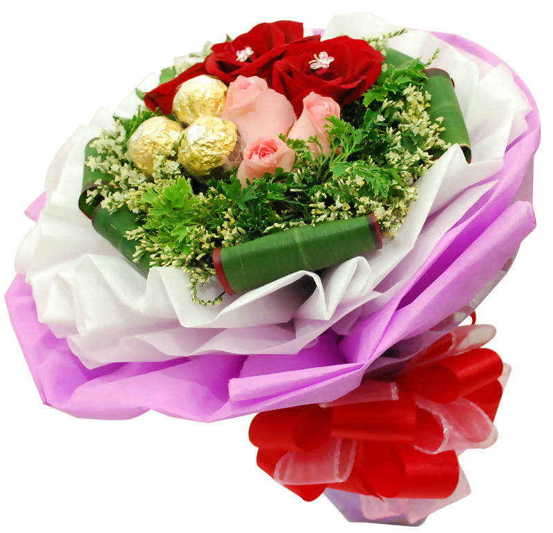 Flowers With Ferrero Rocher Hand Bouquet 05