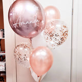 Rose Gold orbz helium balloon package