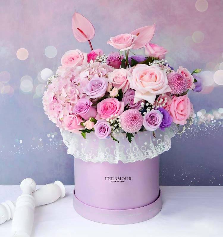 D Pink Rose Alice Wonderland Flower Box Il