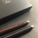 Personalised Leather Pen Holder + Wooden Pen Set