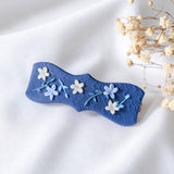 Mid-Autumn Navy Blue Flower Polymer Clay Handmade Barrette #2