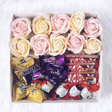 Personalised Chocolates Gift Box with 10 Scented Soap Roses (3-5 Working Days)