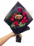 Gold & Red Fresh Rose Bouquet