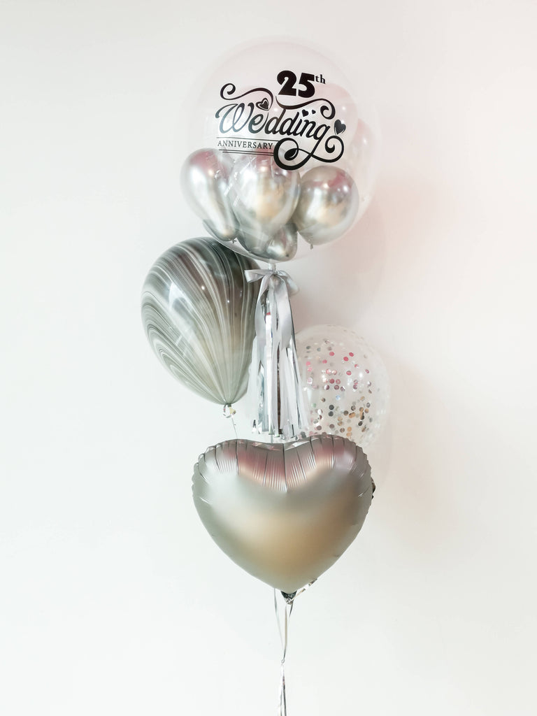 Personalized Bubble Balloon Foil Bouquet | Chrome Silver