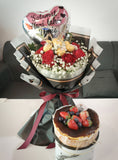 Sweet Heart Bouquet With Burnt Cheese Cake Sets