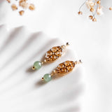 Green Jade Handmade Gold Earring