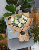 Scentales Minimalist White Rose Flower Bouquet (Brown) | (Klang Valley Delivery)