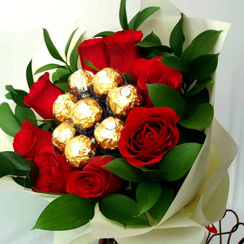I Love You Red Roses and Chocolate Bouquet
