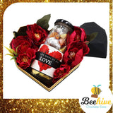 Beehive Chocolate Heart Shape Diamond Black Gift Tin Box with Flowers and Hersheys Kisses Chocolate | (West Malaysia Delivery Only)