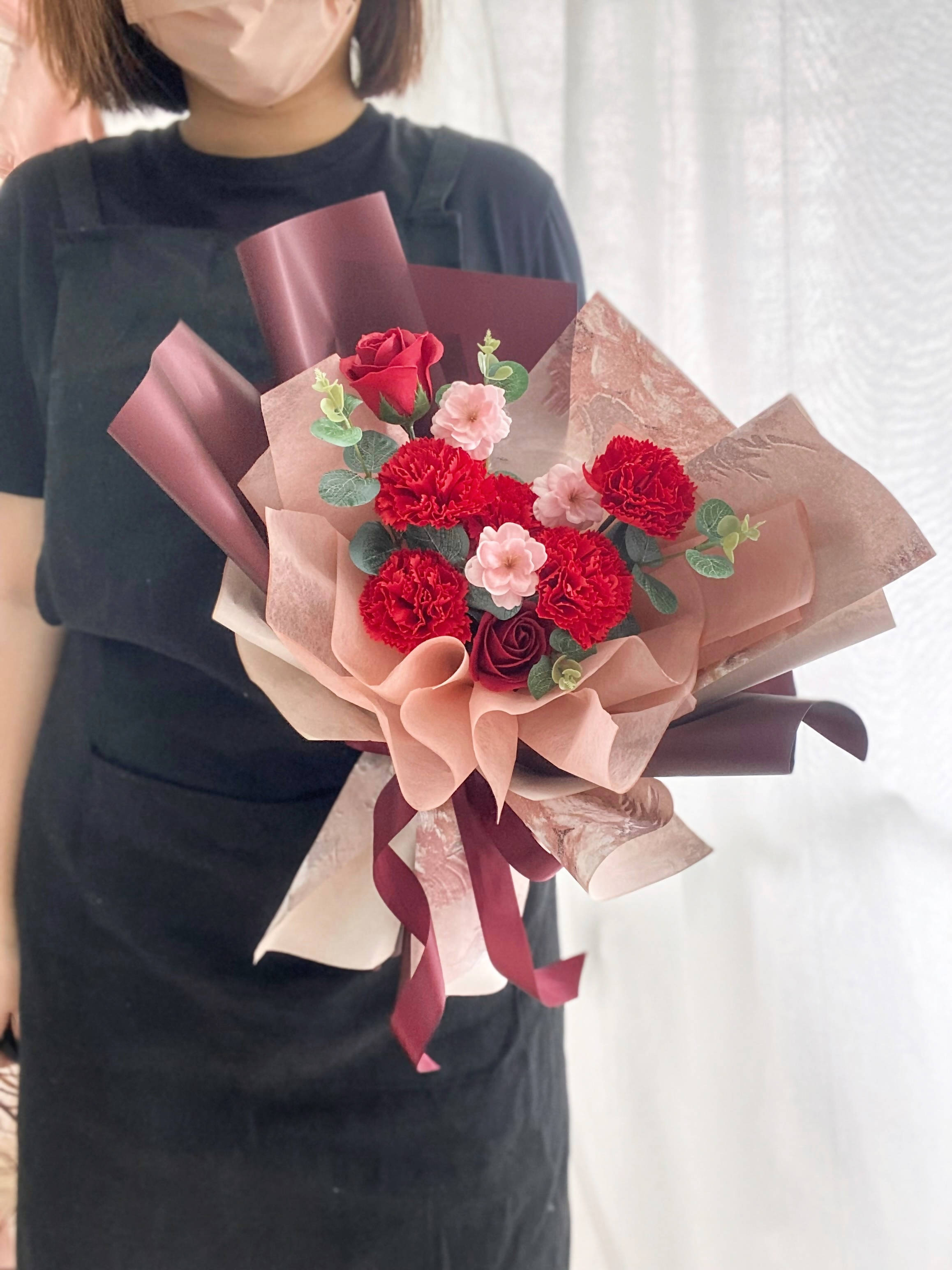 Soap Carnation Bouquet (Red) (Klang Valley Delivery Only) | Giftr