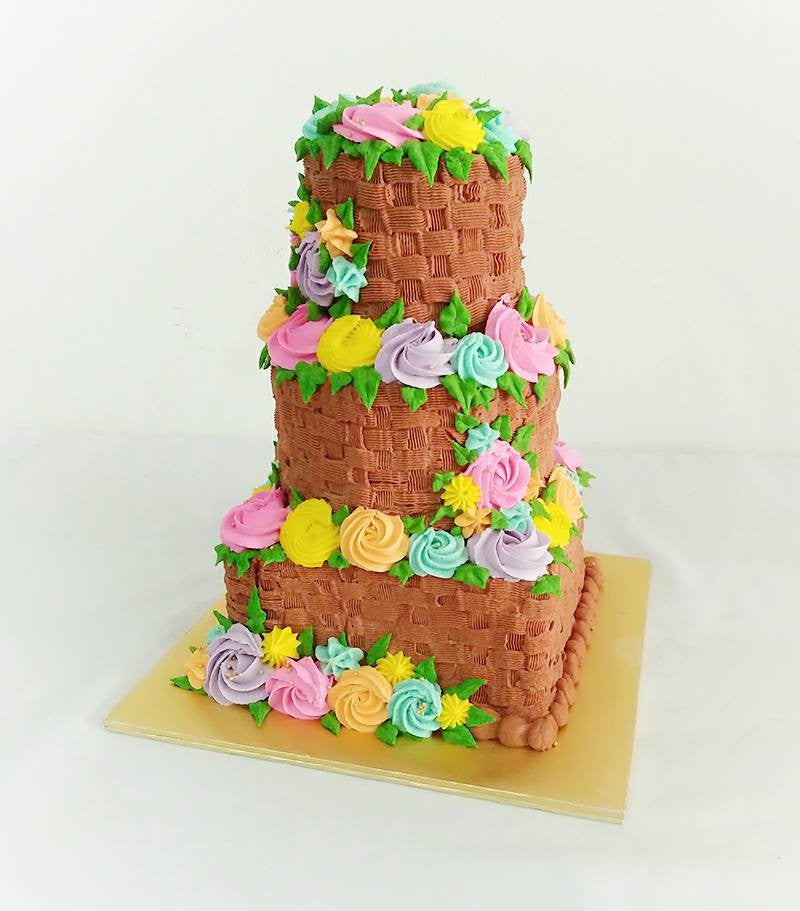 Flower Basket Cake (3 tiers)