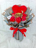 Love Red Soap Roses With Gold Artificial Bouquet (Klang Valley Delivery)