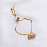 Pink Flower Lamp Work Tiger Gold Adjustable Handmade Bracelet (Nationwide Delivery) - Valentine's Day Flowers & Gifts 2025