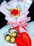 Single Soap Rose Bouquet With Love Gift Box (Valentine's Day 2022) (Klang Valley Delivery)