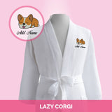 Personalised Premium Bathrobe: Lazy Corgi (Nationwide Delivery)